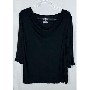 Merona Low neck Black Blouse 3/4 sleeve Size XL